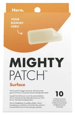 Hero Mighty Patch Surface Patchs Anti-Acné Zones Étendues 10 Patchs Hydrocolloïdes
