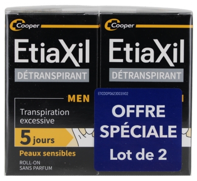 Etiaxil Détranspirant Men Peaux Sensibles Roll-On Lot 2 x 15 ml