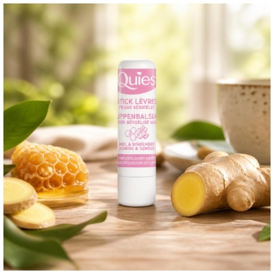 Quies Lip Care Stick Gevoelige Huid Honing & Gember 4,5 g