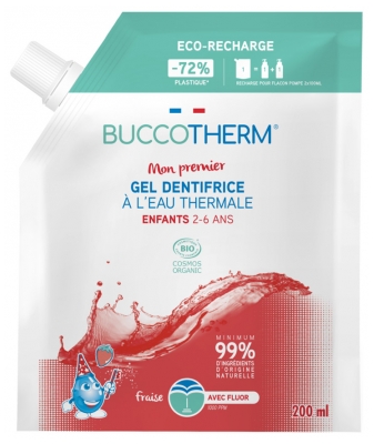 Buccotherm Mon Premier Gel Dentifrice à l'Eau Thermale Fraise Bio Éco-Recharge 200 ml