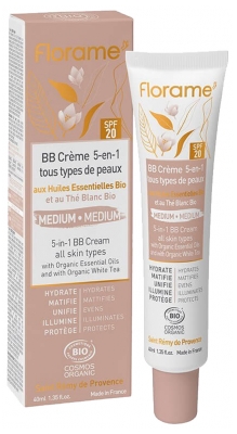 Florame Krem BB 5in1 SPF20 Organic 40 ml - Barwa: Średni