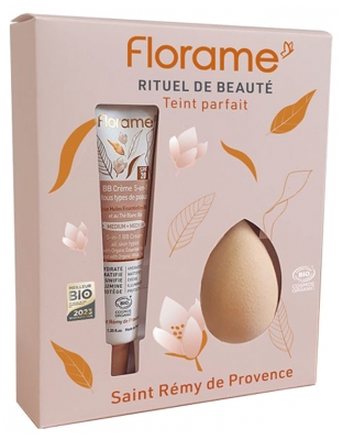 Florame BB Crème Teinte Médium 5en1 SPF20 Bio 40 ml + Éponge de Teint Offerte
