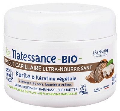 Natessance Mascarilla Capilar Ultra-Nutritiva Manteca de Karité Orgánica y Queratina Vegetal Orgánica 200 ml