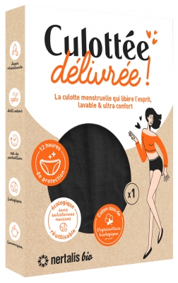 Nertalis Bio Culotte Menstruelle Culottée Délivrée Couleur Noire - Taille : M - 38/40