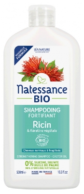 Natessance Krepilni Šampon Ricinus in Rastlinski Keratin Bio 500 ml