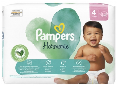 Pampers Harmonie 36 Couches Taille 4 (9-14 kg)
