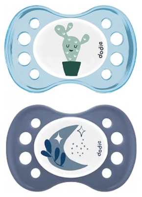 Dodie 2 Anatomical Soothers Day Night 0-6 Months - Model: Cactus/Moon