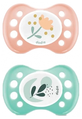 Dodie 2 Anatomical Soothers Day Night 0-6 Months - Model: Flower/Moon