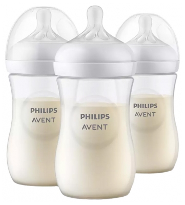 Avent Natural Response 3 Baby Bottles 260ml 1 Month and +