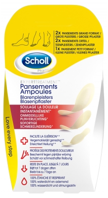 Scholl Pflaster Blasen Ferse und Zehe Verschiedene Formate 5 Pflaster