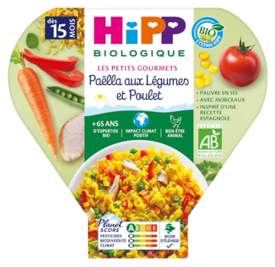 HiPP Les Petits Gourmets Paëlla aux Légumes et Poulet dès 15 Mois Bio 250 g