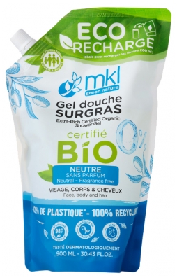 MKL Green Nature Gel Douche Surgras Neutre Sans Parfum Bio Éco-Recharge 900 ml