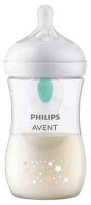 Avent Natural Response Baby Bottle with Pattern with AirFree Valve 260ml 1 Month and + - Model: Stars