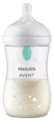 Biberón Avent Natural Response con diseño y válvula AirFree 260 ml 1 mes y más - Modelo: Estrellas