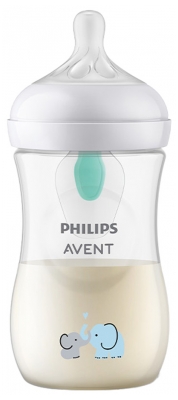 Biberón Avent Natural Response con diseño y válvula AirFree 260 ml 1 mes y más - Modelo: Elefante