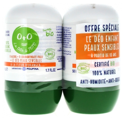 Poupina Deodorante Biologico ai Fiori D'arancio per Pelli Sensibili Set di 2 x 50 ml