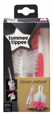 Tommee Tippee Closer to Nature Baby Bottle and Teat Brush - Colour: Pink