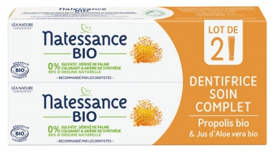 Natessance Pasta Dentífrica de Cuidado Completo con Propóleo Ecológico Lote de 2 x 75 ml
