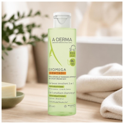 A-DERMA Exomega Control Emolienční mycí gel 2v1 Proti svědění 200 ml