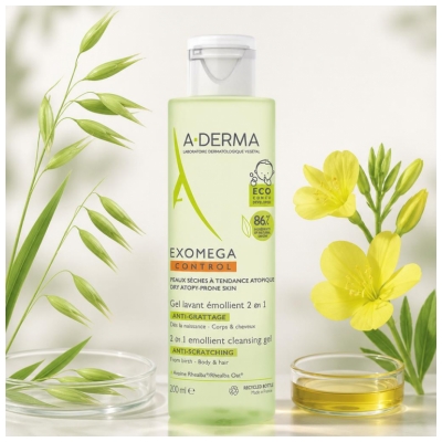 A-DERMA Exomega Control Emolienční mycí gel 2v1 Proti svědění 200 ml