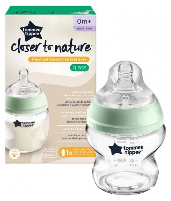 Tommee Tippee Closer to Nature Anti-Colic Baby Bottle in Glass 150ml 0 Months and +