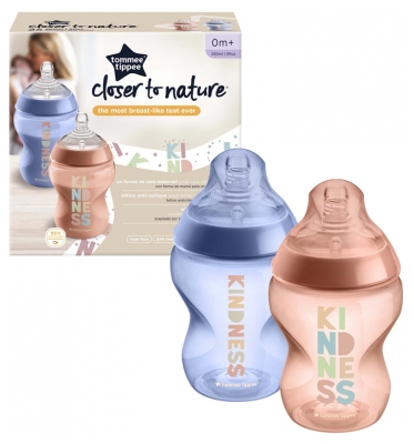 Tommee Tippee Closer to Nature 2 Baby Bottles 260ml 0 Month and + - Colour: Mint-green