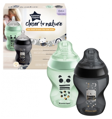 Tommee Tippee Closer to Nature 2 Baby Bottles 260ml 0 Month and + - Colour: Blue