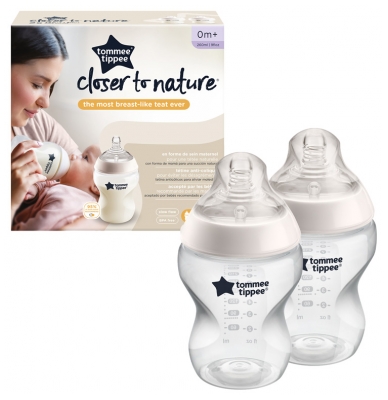 Tommee Tippee Closer to Nature 2 Baby Bottles 260ml 0 Month and + - Colour: Transparent