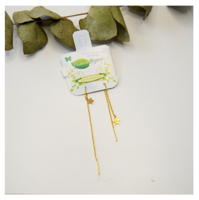 Pharma Bijoux Orecchini Ipoallergenici Catena a Stella Placcata oro 80 mm