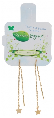 Pharma Bijoux Pendientes Hipoalergénicos Cadena de Estrella Chapada en oro 80 mm