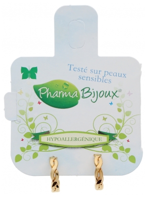Pharma Bijoux Boucles d'Oreilles Hypoallergéniques Créoles Tressées Plaqué Or 13 mm