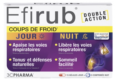3C Pharma Efirub Coups de Froid 15 Gélules Jour + 5 Comprimés Nuit