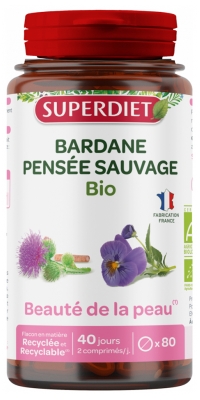 Superdiet Bardane Pensée Sauvage Bio 80 Comprimés