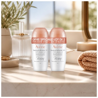 Avène Body 24 valandų efektyvumo dezodorantas, 2 x 50 ml pakuotė