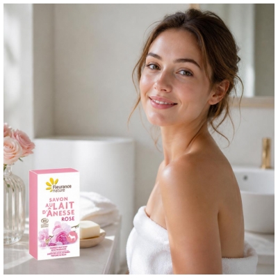 Fleurance Nature Savon Lait d'Ânesse Rose Bio 100 g