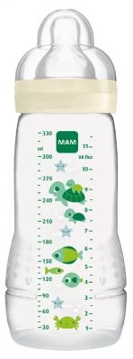 MAM Easy Active Biberon 2ème Âge 330 ml 6 Mois et + - Couleur : Vert