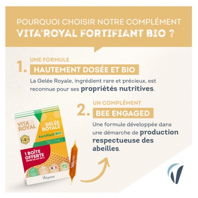 Vitavea Vita'Royal Gelée Royale Bio 1800 mg Lot de 3 x 10 Ampoules