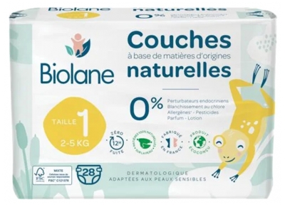 Biolane Natural Diapers 28 Diapers Size 1 (2-5 Kg)