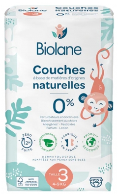 Biolane Couches Naturelles 52 Couches Taille 3 (4-9 Kg)