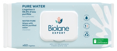 Biolane Expert Pure Water Wipes Pack of 3 x 60 Wipes