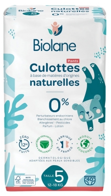 Biolane Culottes Naturelles 40 Culottes Taille 5 (12-18 kg)