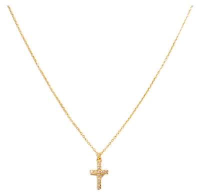 Pharma Bijoux Hypoallergenic Gold-Plated White Crystal Cross Necklace 45/48 cm