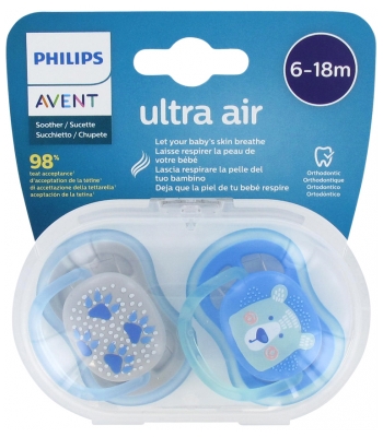 Avent Ultra Air 2 Sucettes 6-18 Mesi - Colore: Orso Blu