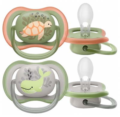 Avent Ultra Air 2 Orthodontic Soothers 6-18 Months - Colour: Whale and Turtle