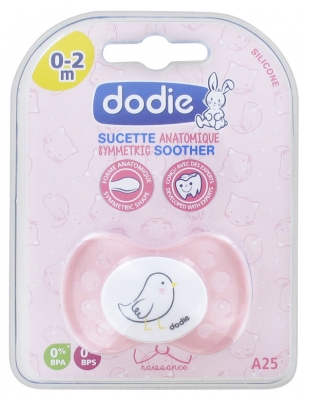 Dodie Chupete Anatómico de Silicona 0-2 Meses N°A25 - Modelo: Pájaro