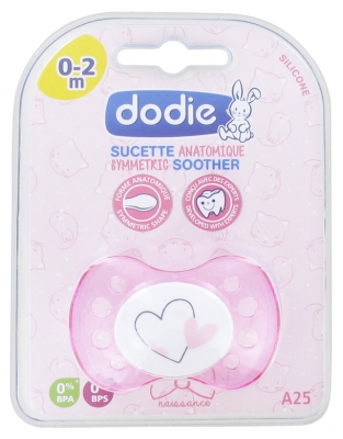 Dodie Symmetric Silicone Soother 0-2 Months N°A25 - Model: Heart