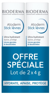 Bioderma Atoderm Ultra-Hydratisierender Lippenpflegestift 2 x 4 g Packung