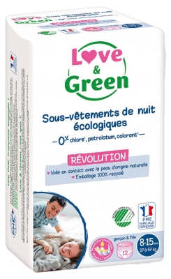 Love & Green Intimo Ecologico 8-15 Anni (27-57 kg) 12 Unità