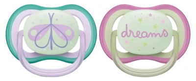 Avent Ultra Air Nighttime 2 Orthodontic Soothers 0-6 Months - Colour: Blue and Green 2