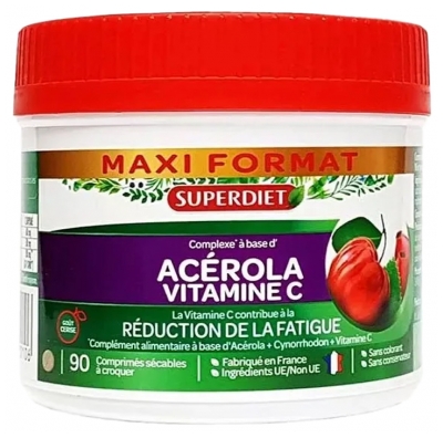 Superdiet Acerola Vitaminas C 90 Kramtomosios Skaldomosios Tabletės